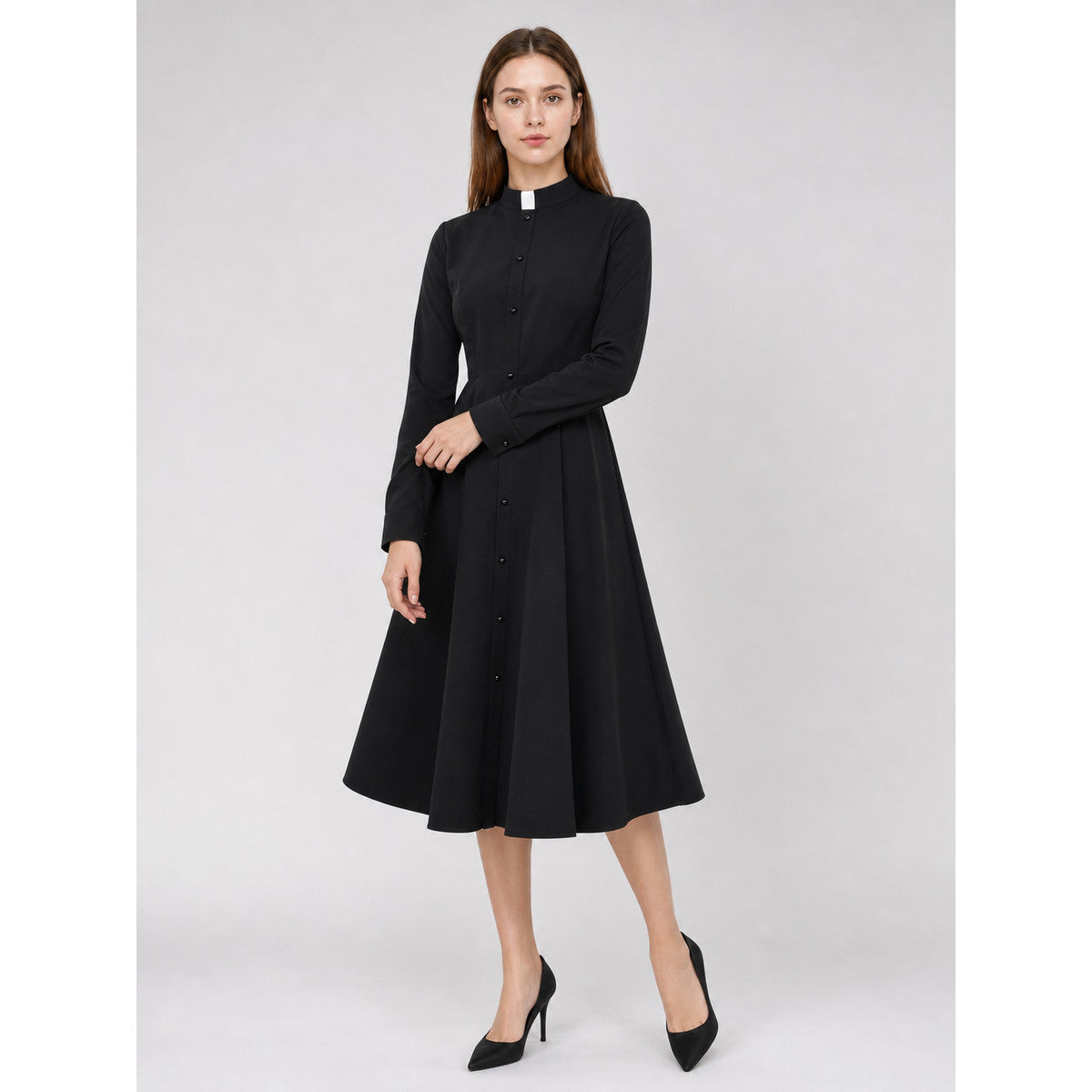 Black priest cosplay dress with collar