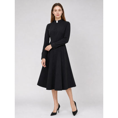 Black priest cosplay dress with collar