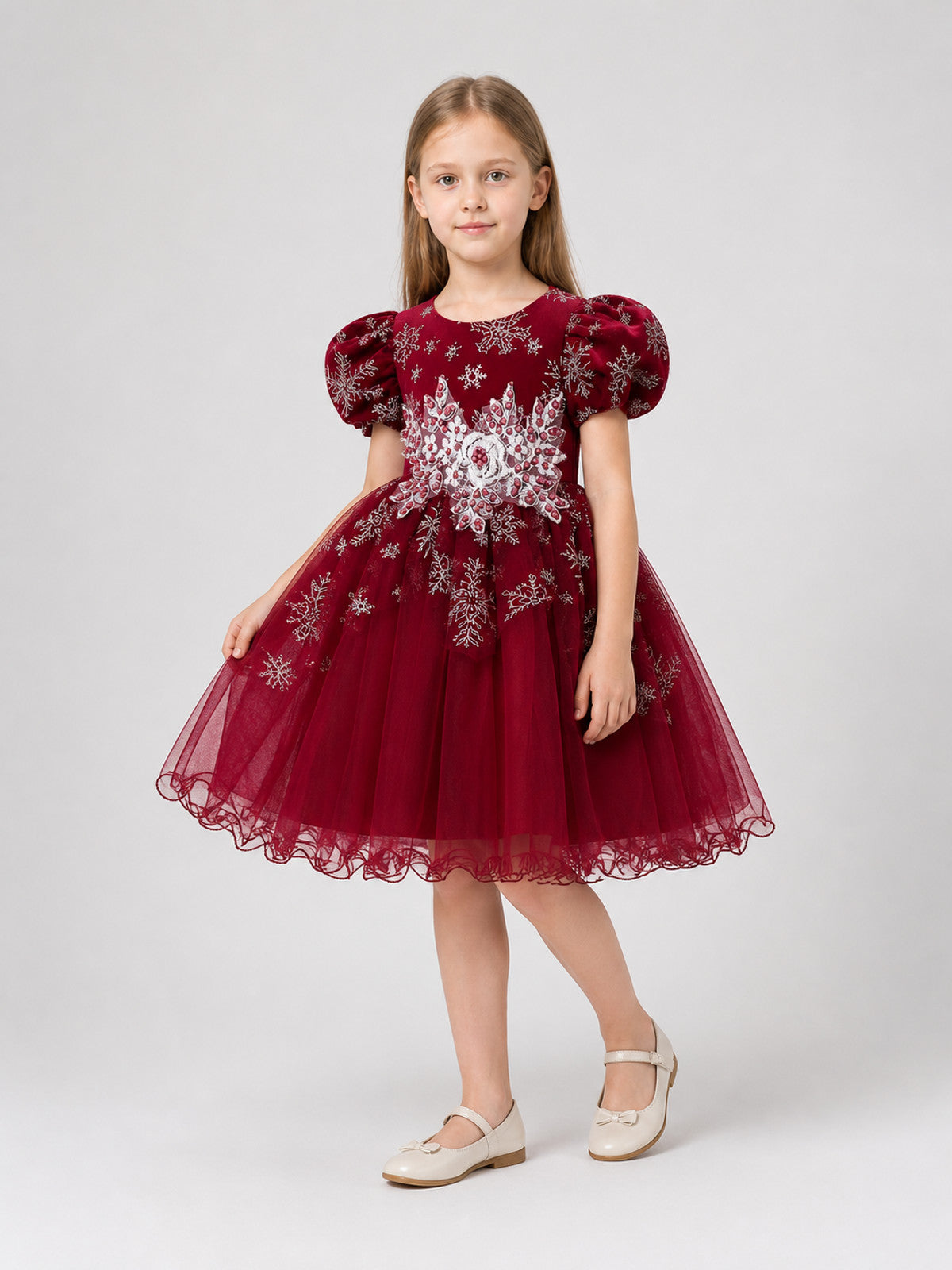 European-Style Tutu Dress with Puff Sleeves L2028XZ