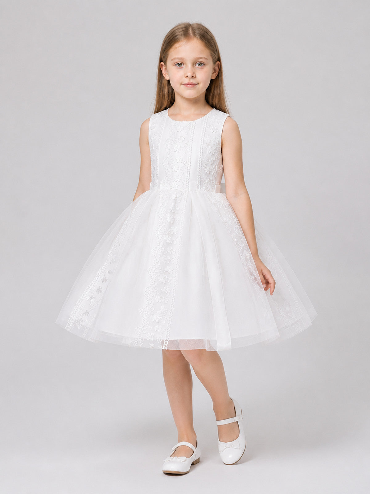 Children’s Dress with Floral Embroidery and Full Skirt
