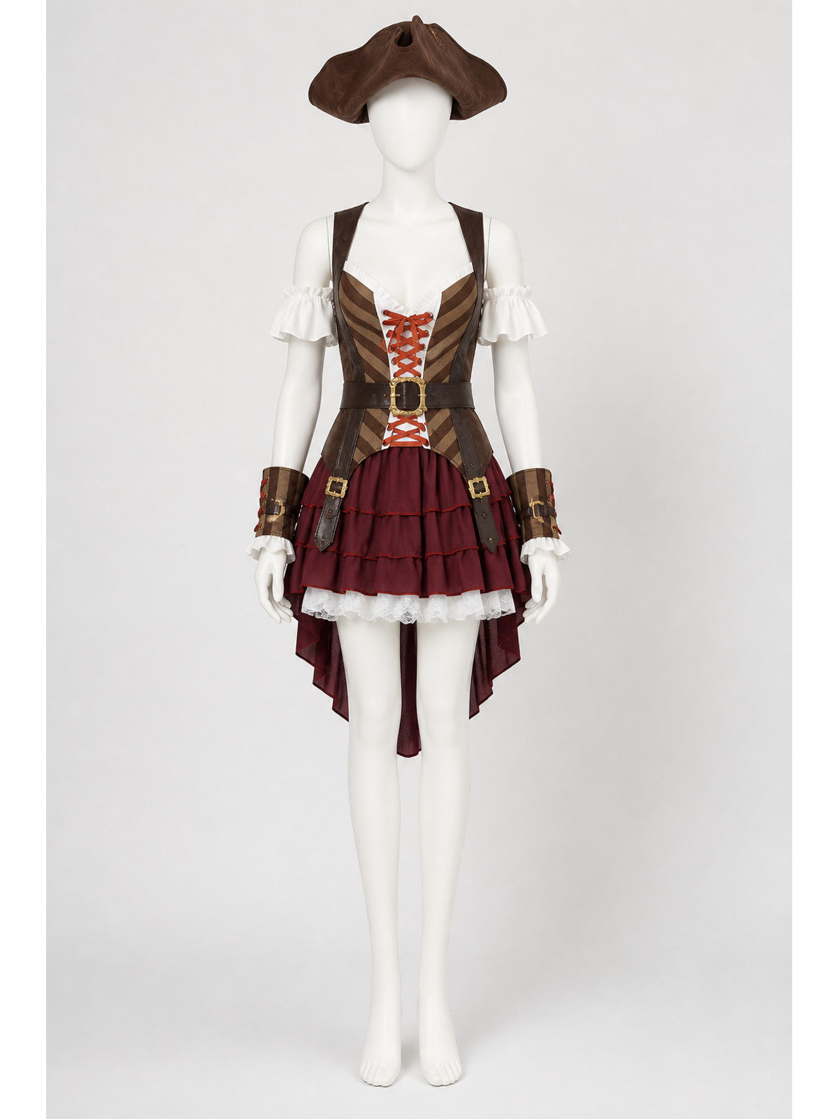 Pirate Costume with Asymmetrical Train and Hat