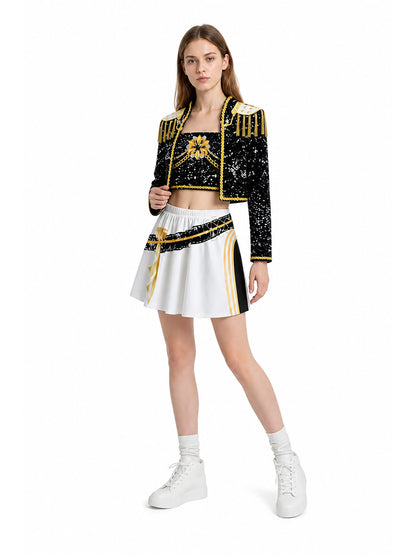Sequin Stage Costume with Jacket, Top, and Skirt