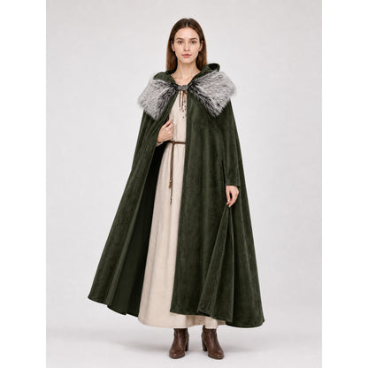 Green Carnival Cloak with Fur Collar lifestyle