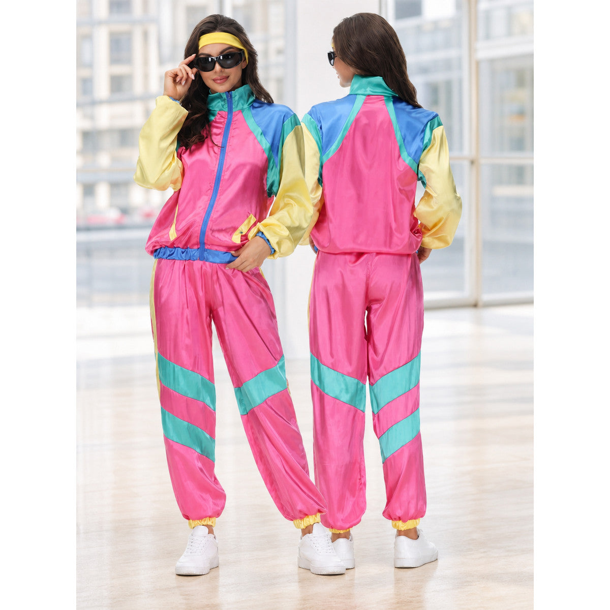 Retro disco carnival costume set with zipper lifestyle view