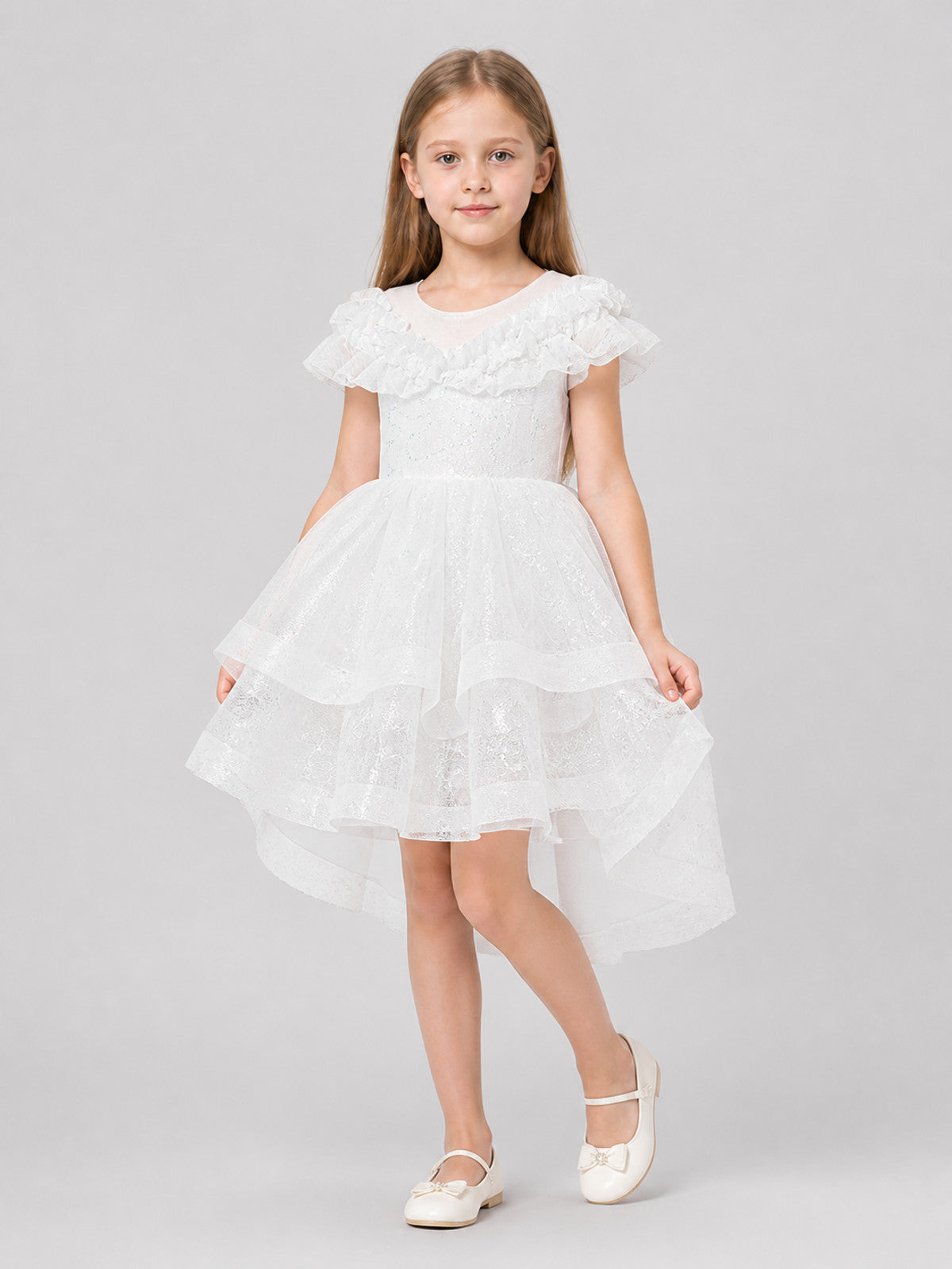 Full-Skirted Dressy Dress with Sequins and Lace Costume Dresses detail