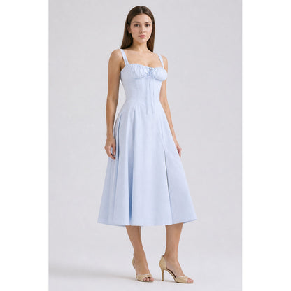 Fitted Midi Dress with a Square Neckline Costume Dresses detail