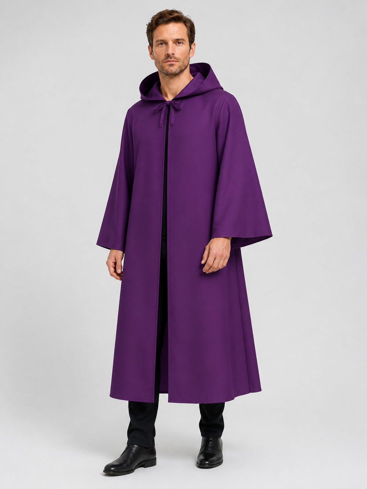 Adult Purple Hooded Carnival Cloak Costume Capes detail