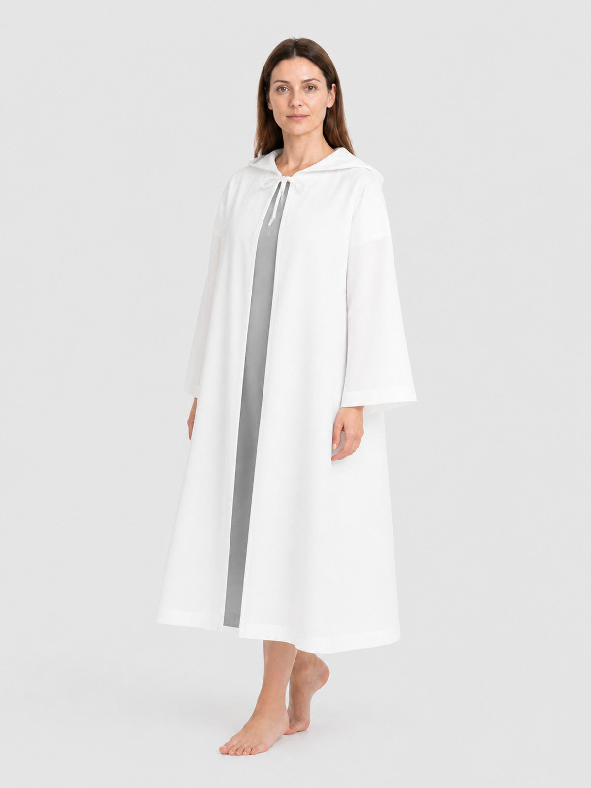 White Long Hooded Cosplay Robe Costumes detail