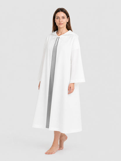White Long Hooded Cosplay Robe Costumes detail