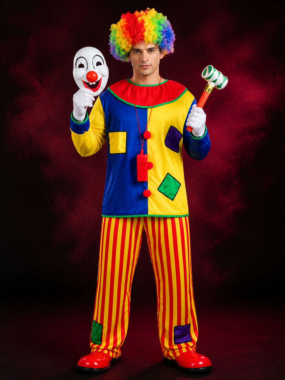 Clown Costume with Wig and Mask for Halloween main product view