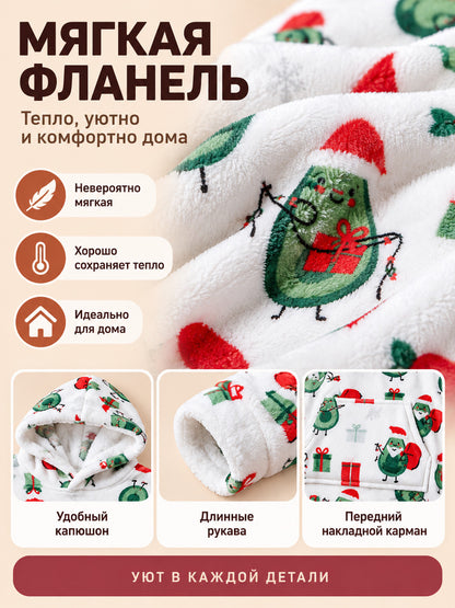 Hooded Blanket Hoodie with Holiday Print