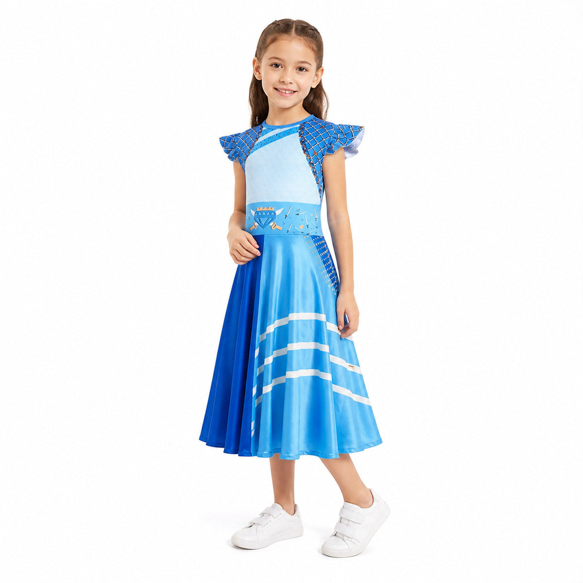 Halloween Princess Dress, Blue with Diamonds and Crown Costume Dresses detail