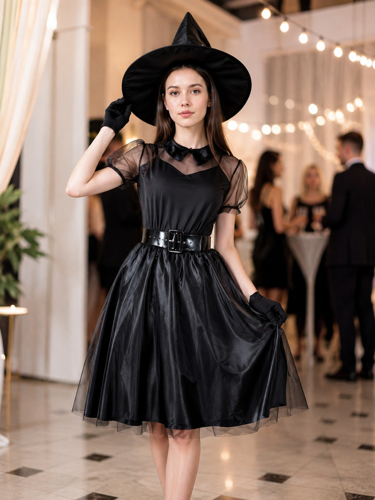 Witch Costume with Dress, Hat, and Gloves lifestyle view