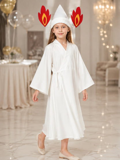 White Long Carnival Costume with Headpiece lifestyle view
