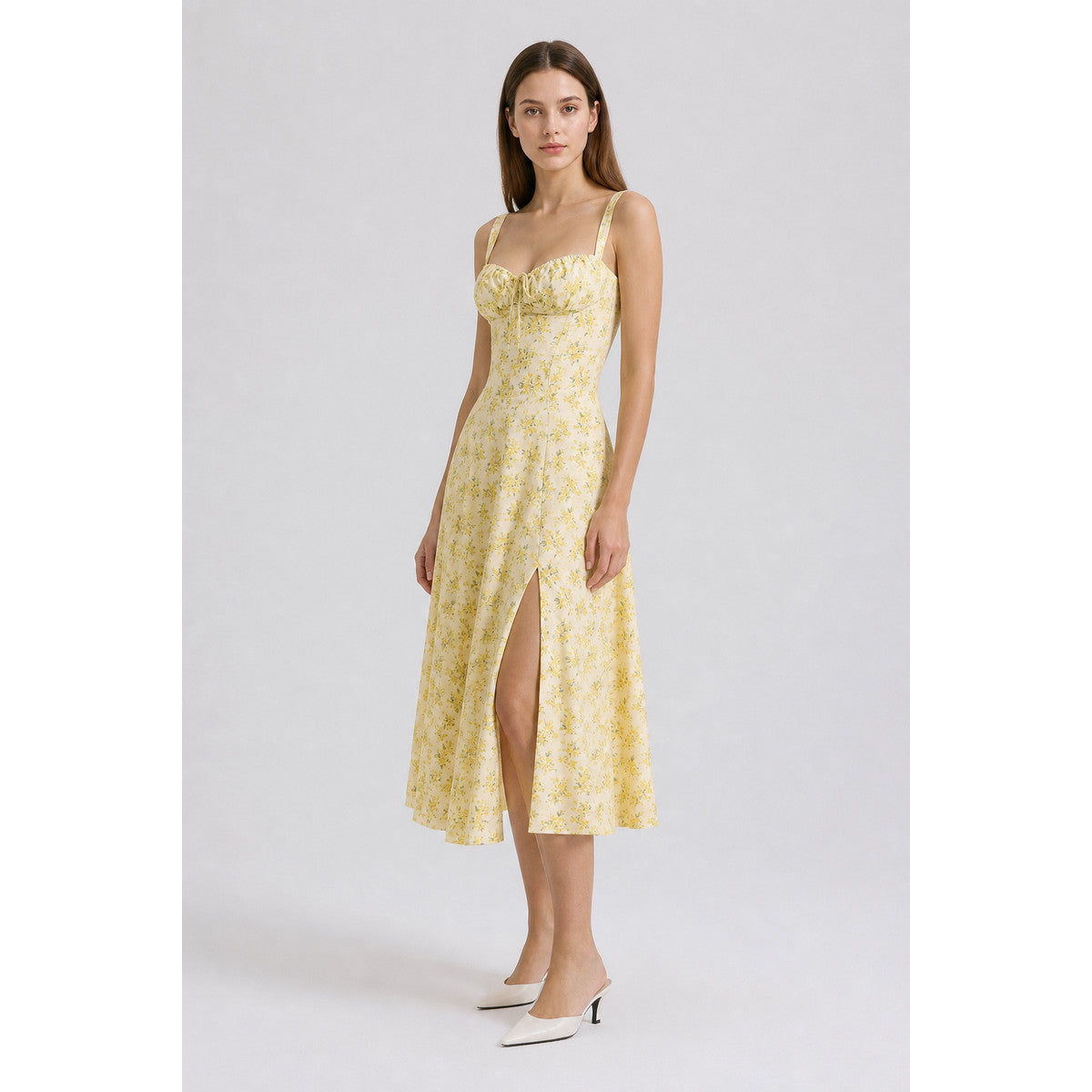 Midi Dress with Thin Straps and Slit lifestyle