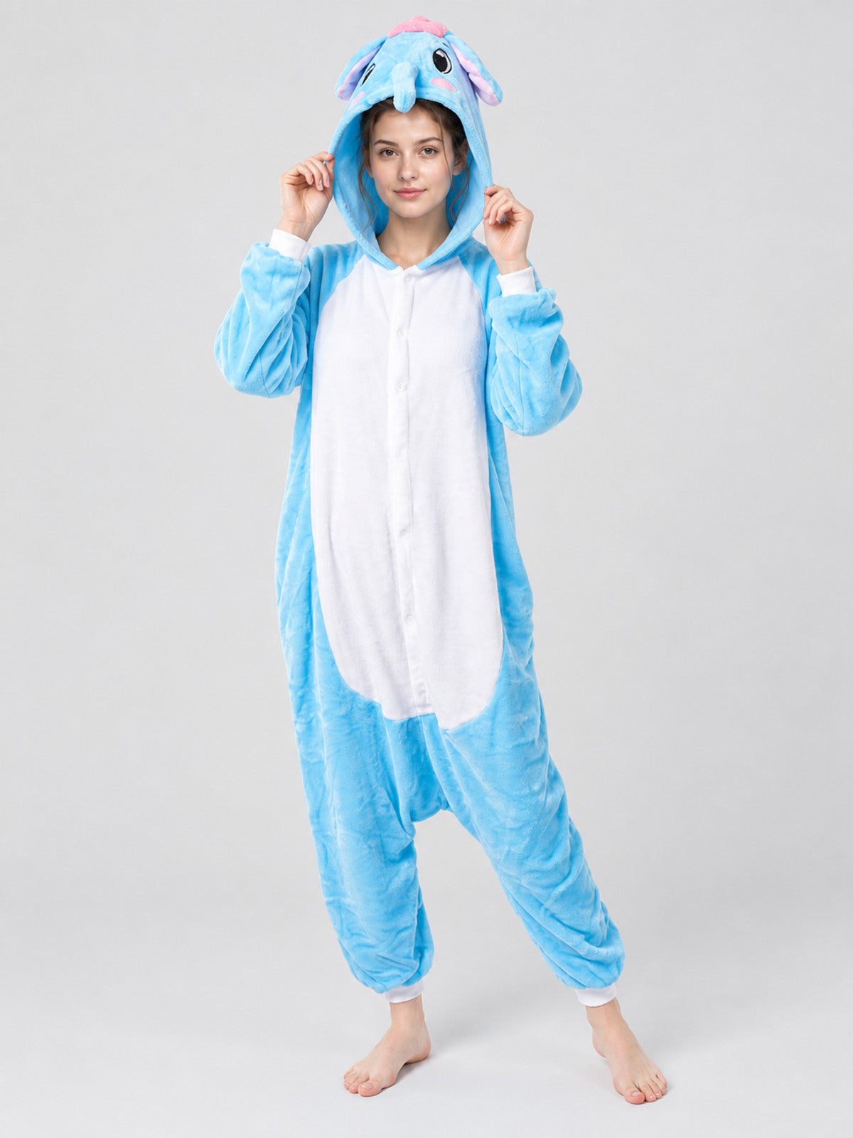 Pajama Jumpsuit with Sea Lion Face on the Hood