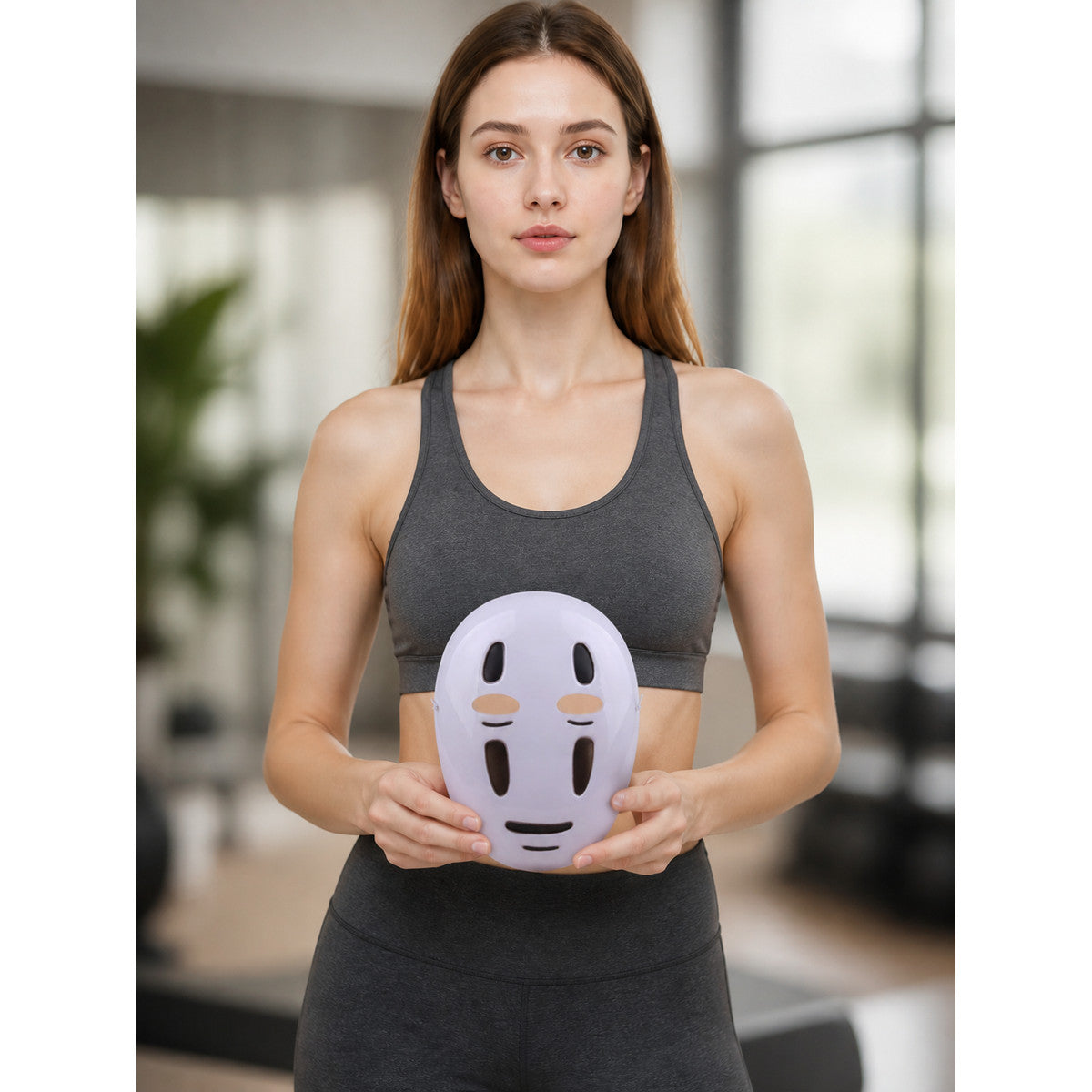 White No-Face Mask for Cosplay with Cutouts lifestyle