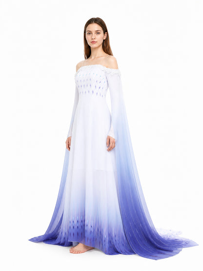 Elsa Gradient Dress with Train for Halloween