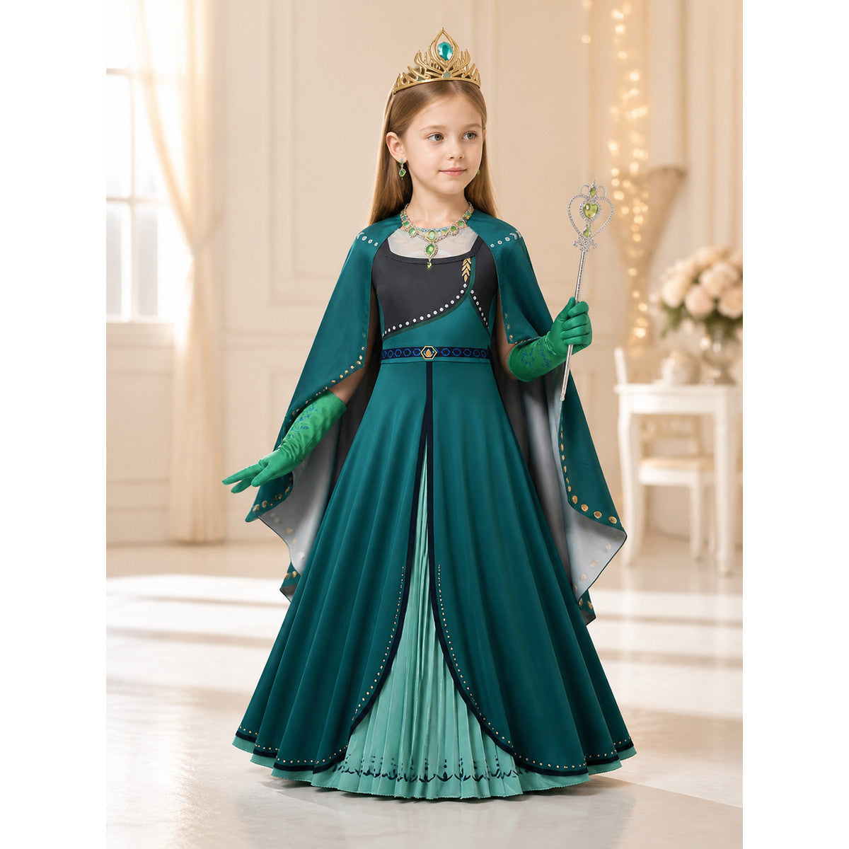 Turquoise Princess Costume for Halloween lifestyle view