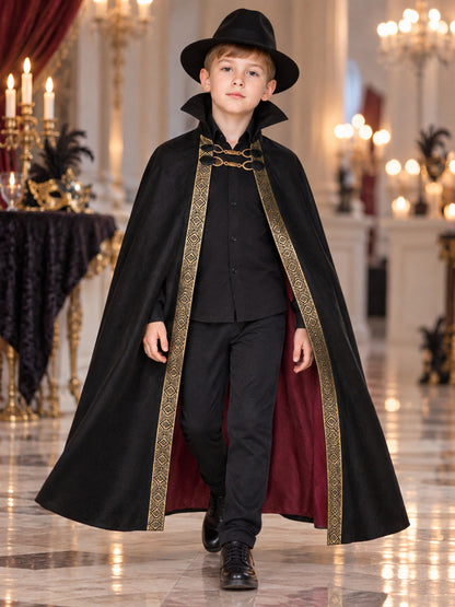 Carnival Cape with Black Hat and Gold Trim