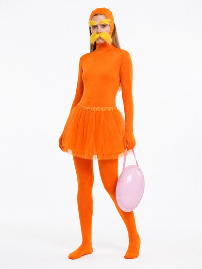 Orange Lorax Cosplay Jumpsuit with Tutu Skirt Costumes detail