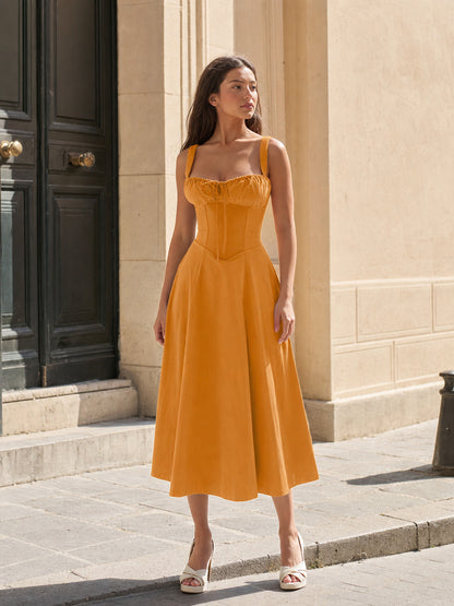 Women's summer spaghetti-strap dress with a fitted bodice