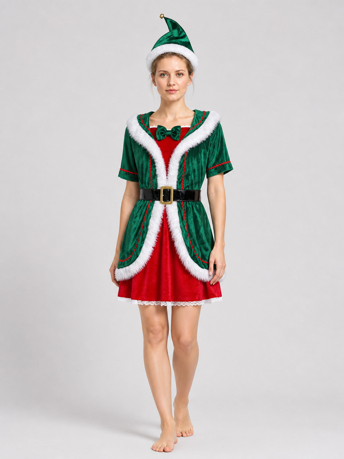 Christmas Elf Costume, Dress with Hat Costume Dresses detail