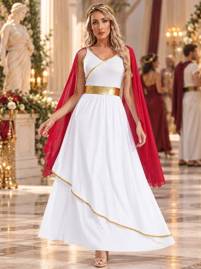 Greco-Roman Style Maxi Dress with Gold Belt