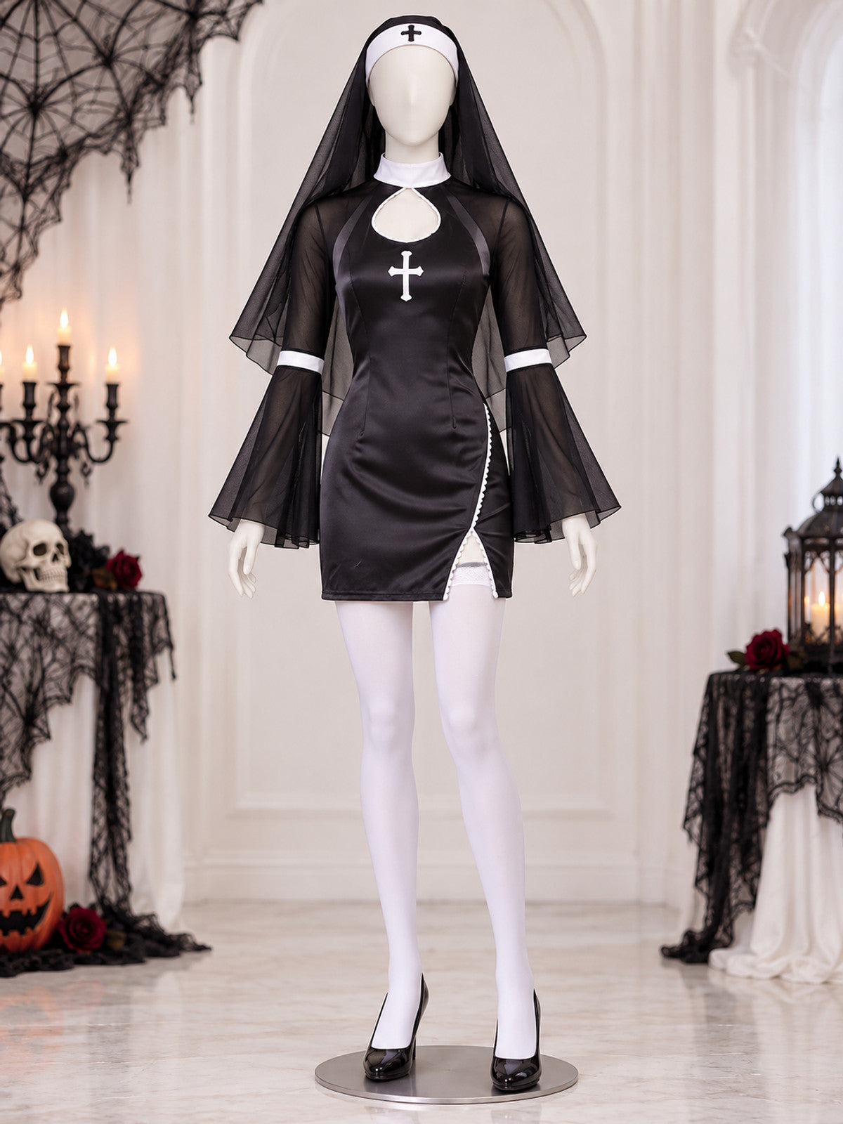 Carnival costume with hood and crosses