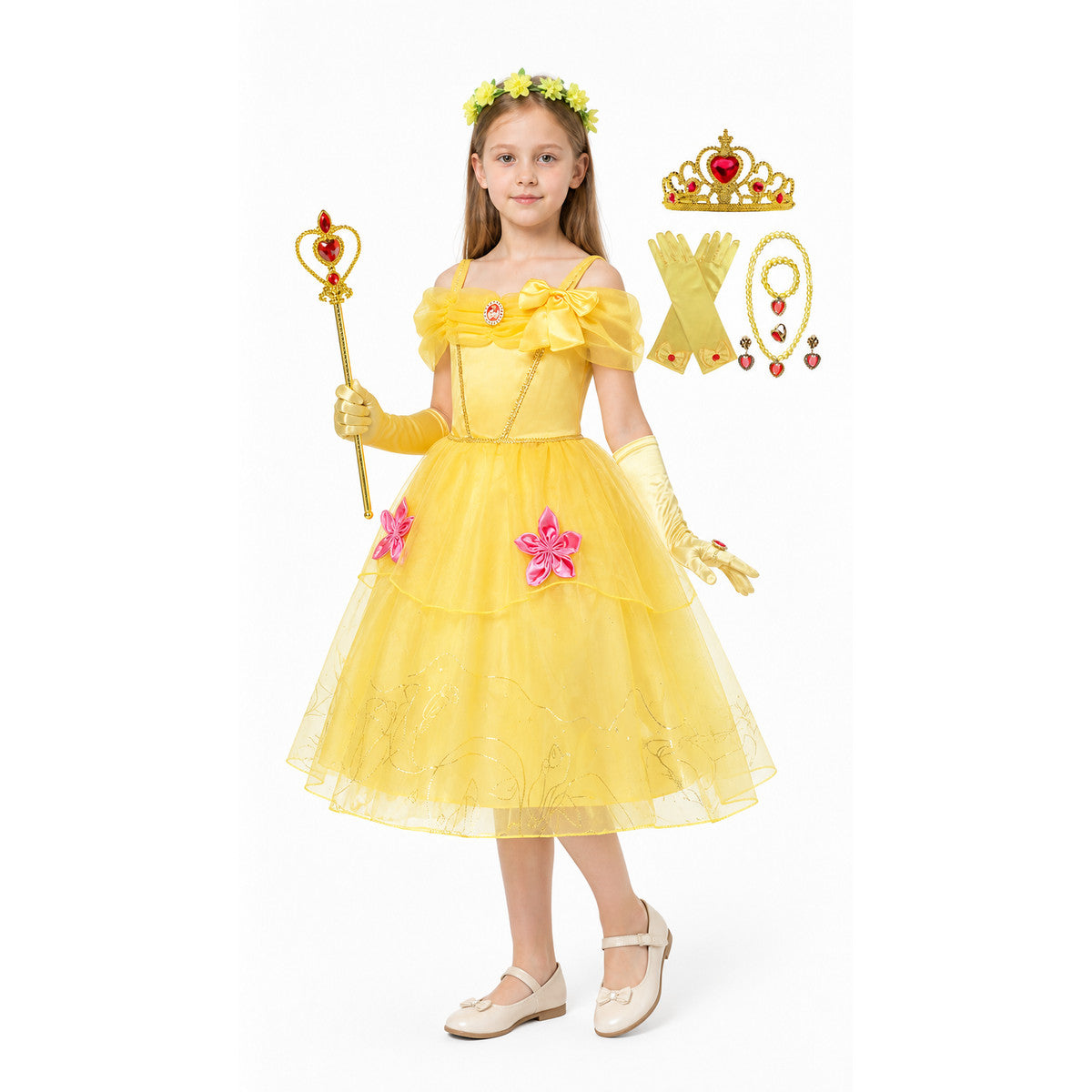 Princess costume with crown and wand, yellow dress Costume Dresses detail