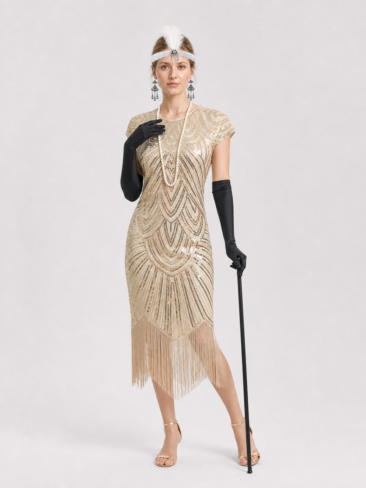 Sequined and Fringed Dress, 1920s Gatsby Set Costume Dresses detail