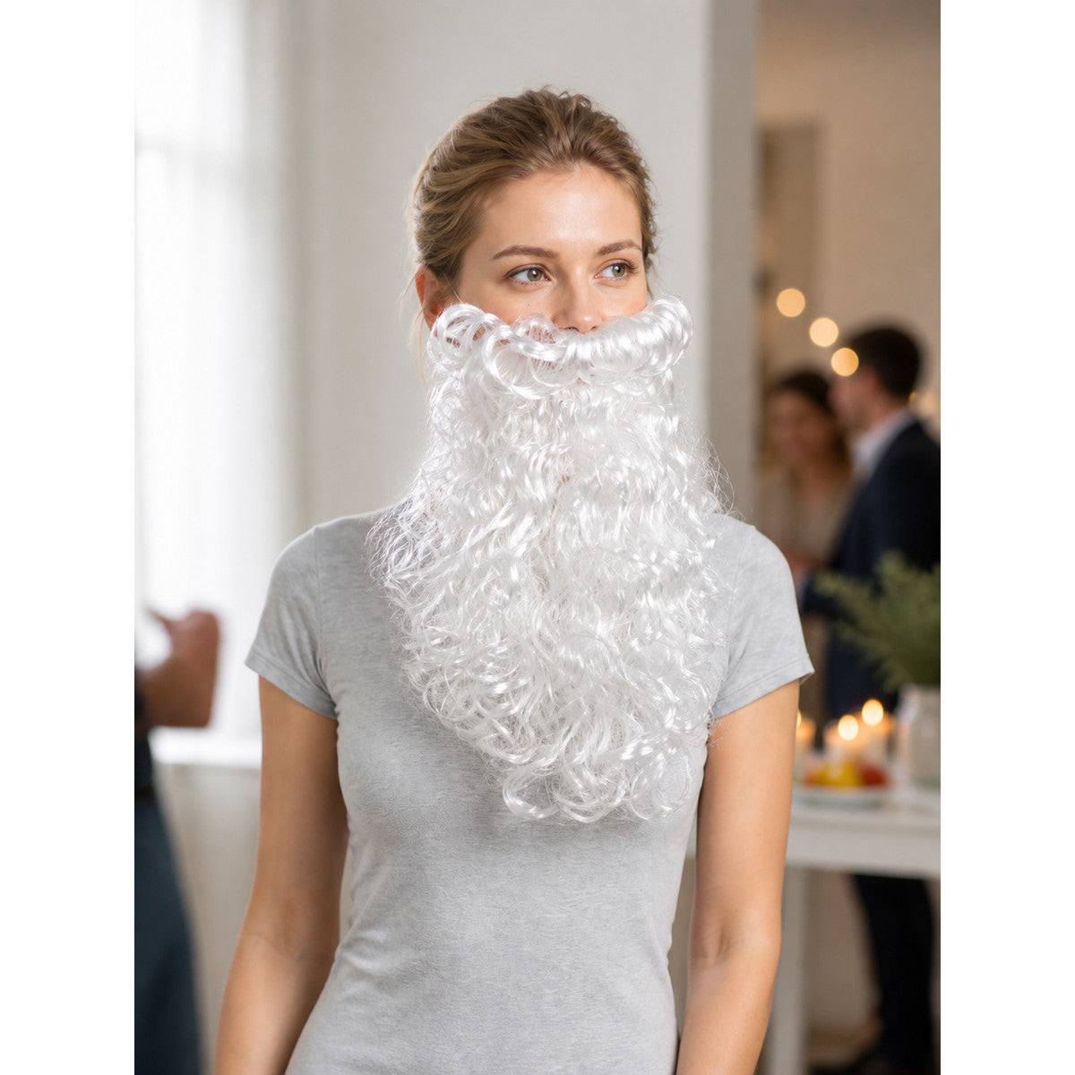 White Carnival Wig with Santa Claus Beard lifestyle view