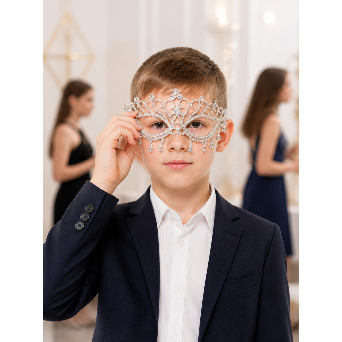 Transparent Carnival Mask with Rhinestones for Halloween lifestyle view