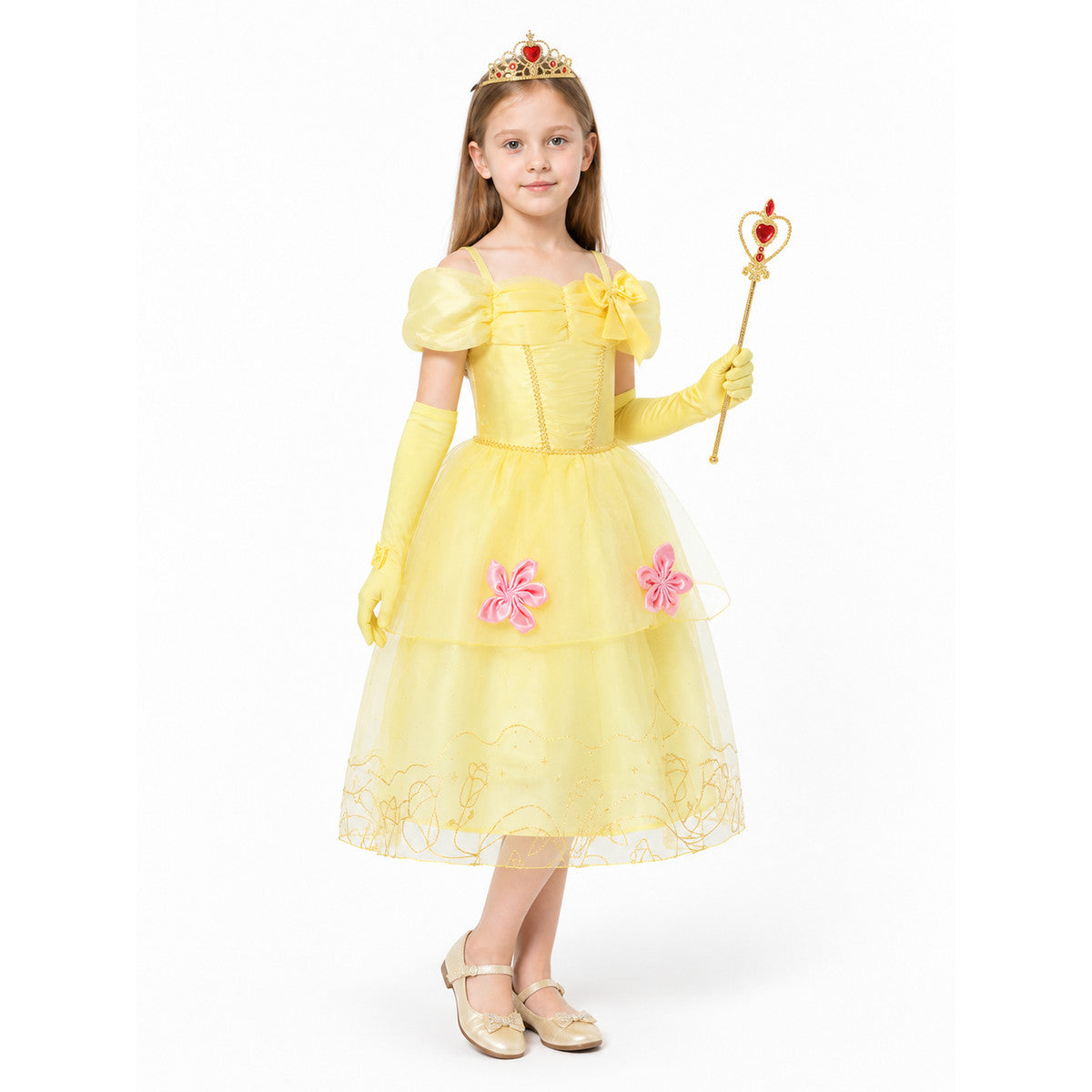 Princess costume with a full skirt and crown for Halloween Costume Headwear detail