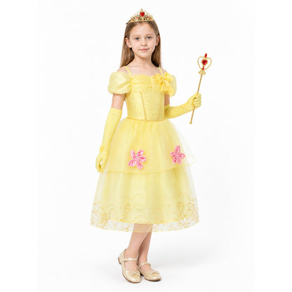 Princess costume with a full skirt and crown for Halloween Costume Headwear detail