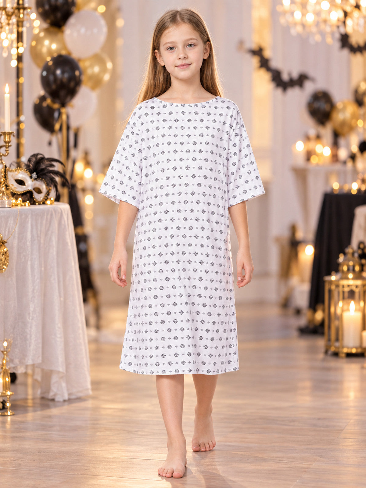 Cosplay Costume: White Skirt with Floral Pattern lifestyle view