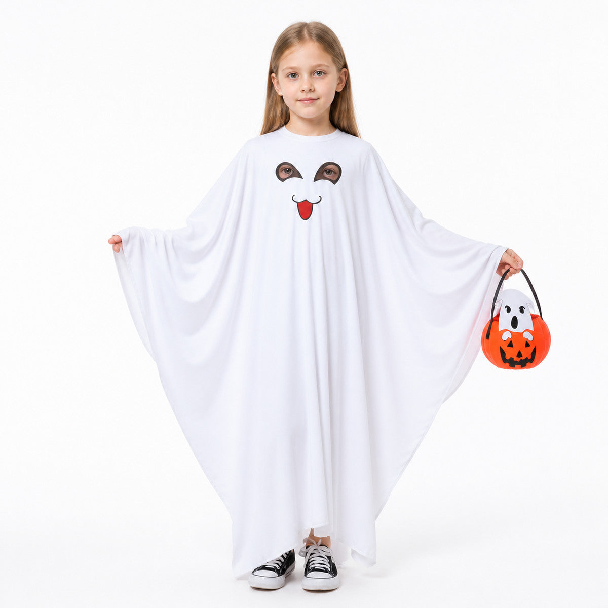 White Ghost Cape with Face for Halloween Costume Capes detail