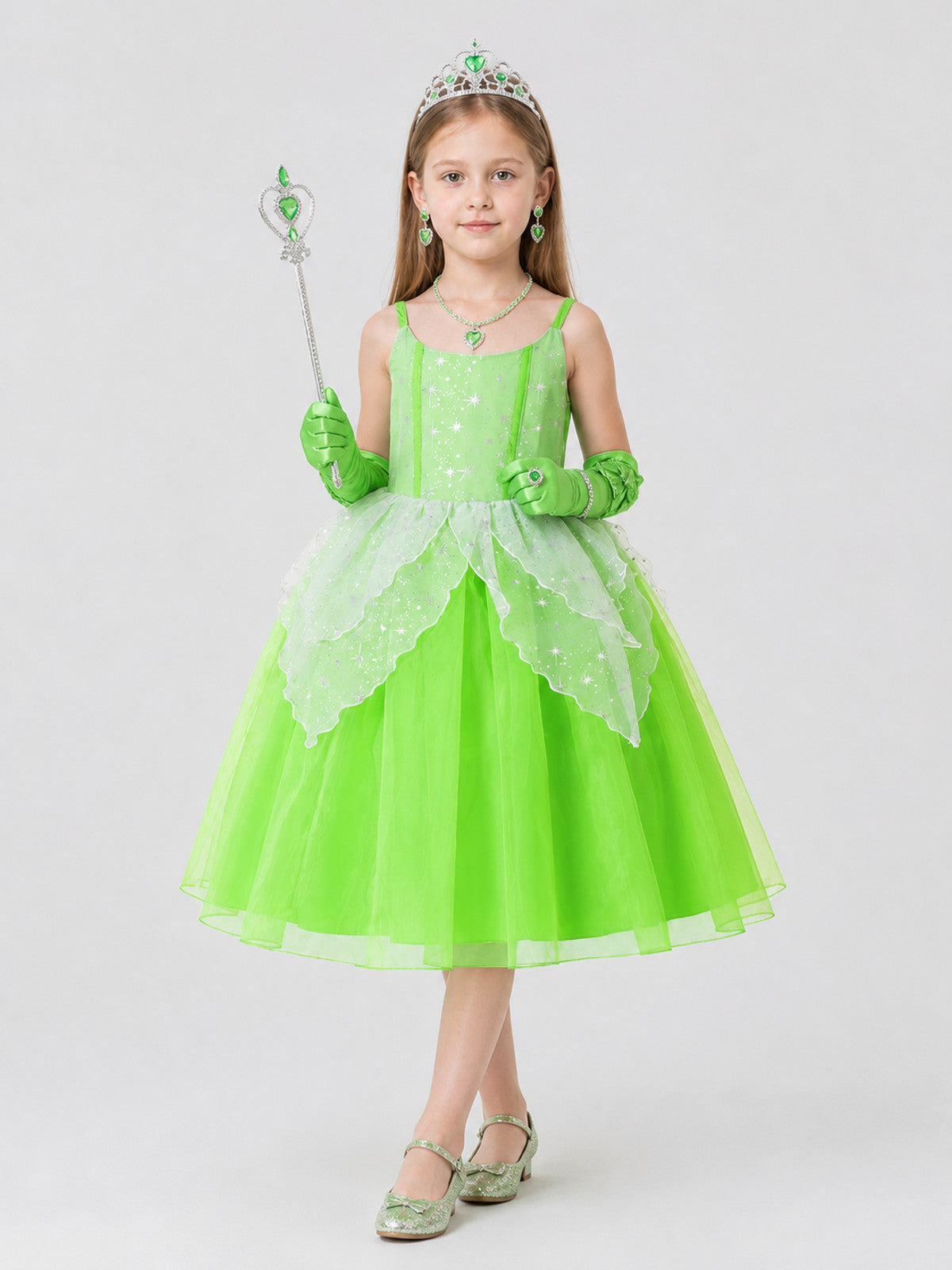 Princess Costume Set: Green Dress and Accessories Costume Dresses detail