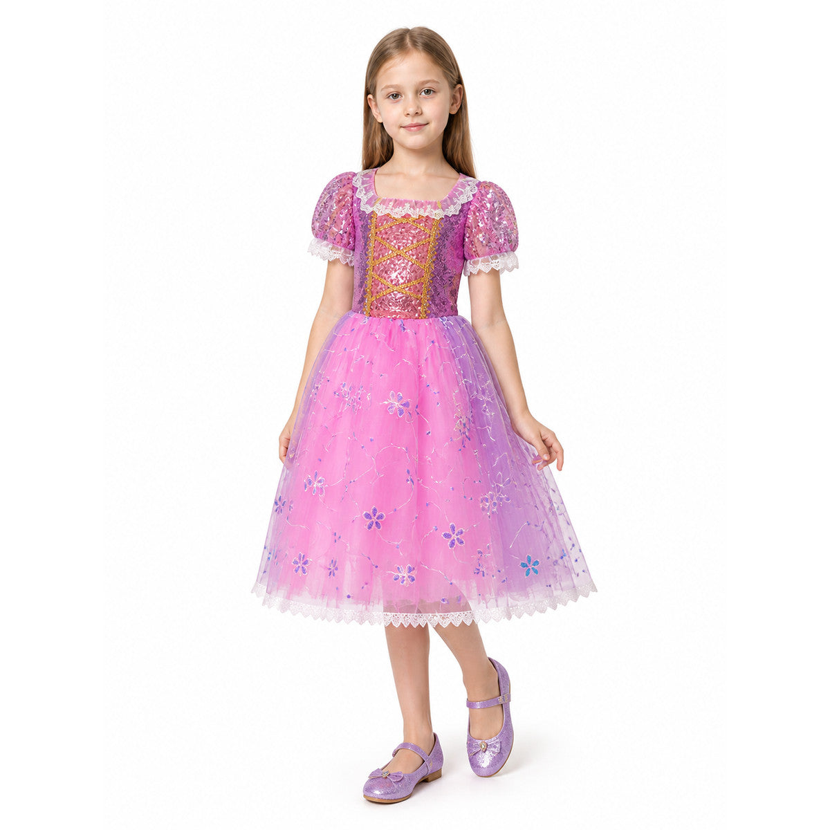 Puffy Layered Princess Dress with Sequins Costume Dresses detail