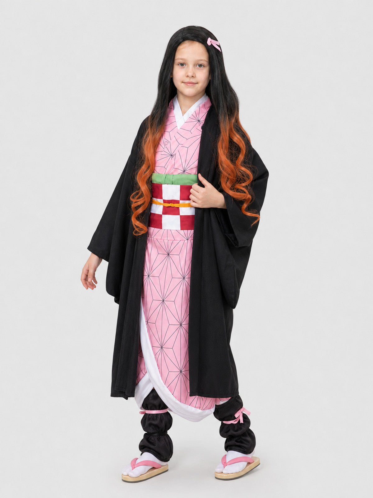 Nezuko Anime Cosplay Costume, Complete Set with Wig Costume Wigs detail