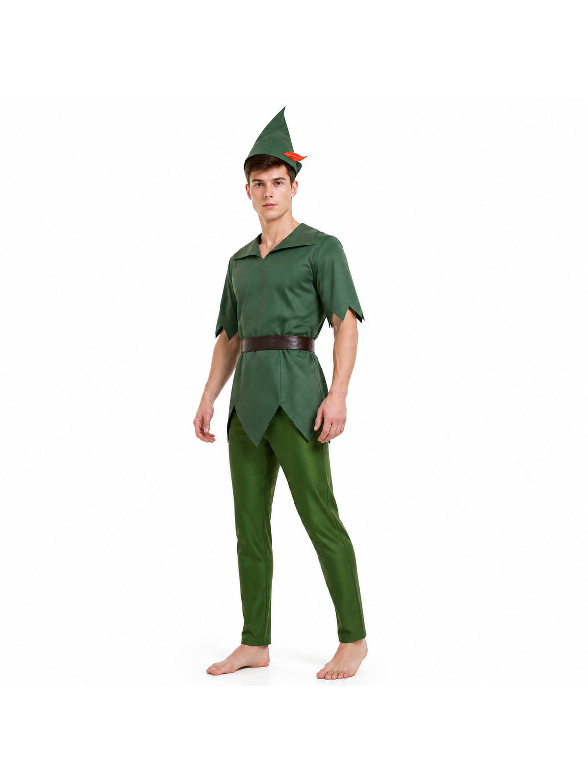 Peter Pan Cosplay Costume with Hat and Belt Costume Headwear detail
