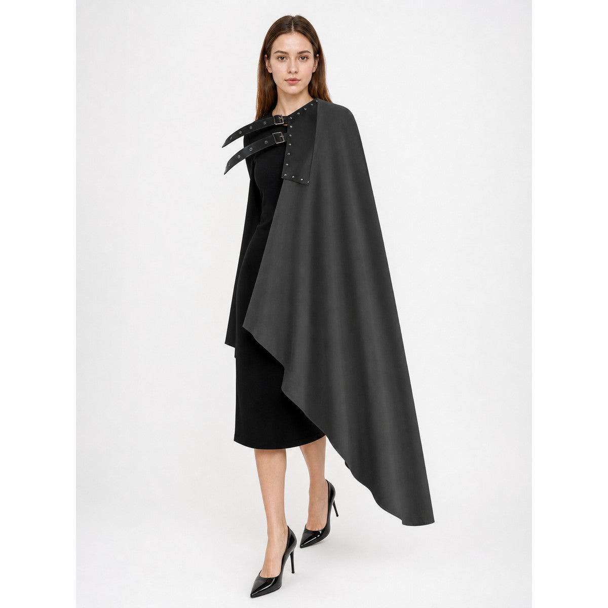 Black Medieval Carnival Cloak with Hood