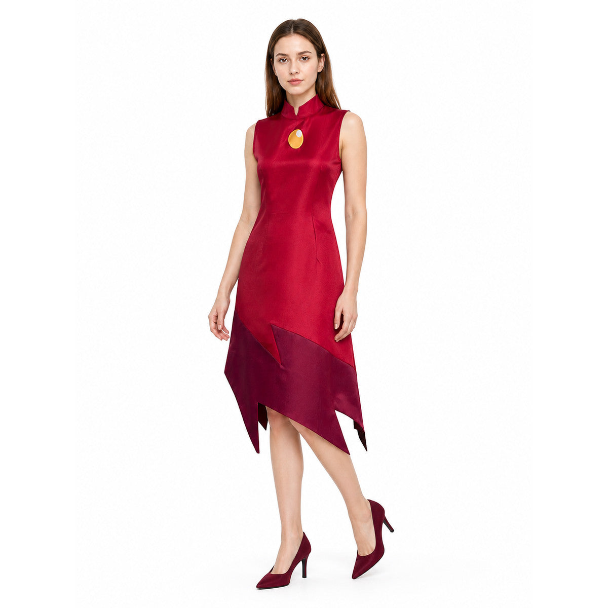 Edalyn Cosplay Dress, Red with an Asymmetrical Hem lifestyle