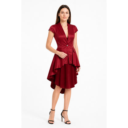 Burgundy tailcoat with tails and short sleeves product detail