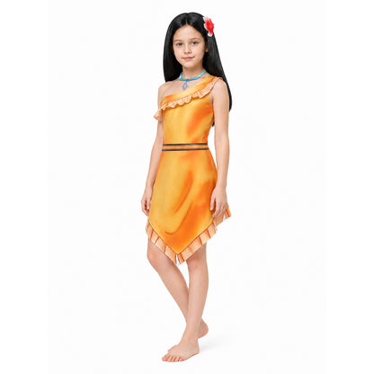 Asymmetrical Pocahontas Costume Dress for Halloween Costume Dresses detail