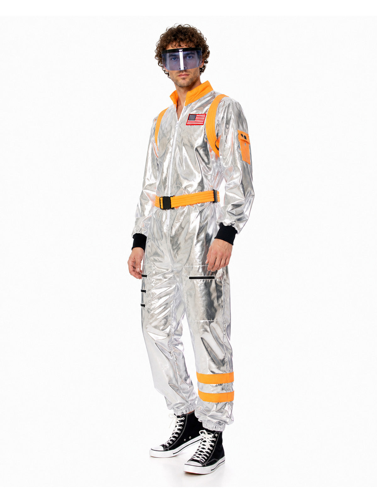 Silver Astronaut Costume with Orange Accents