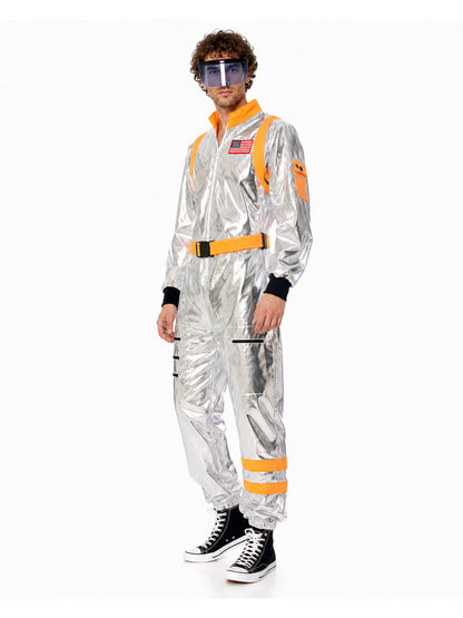 Silver Astronaut Costume with Orange Accents