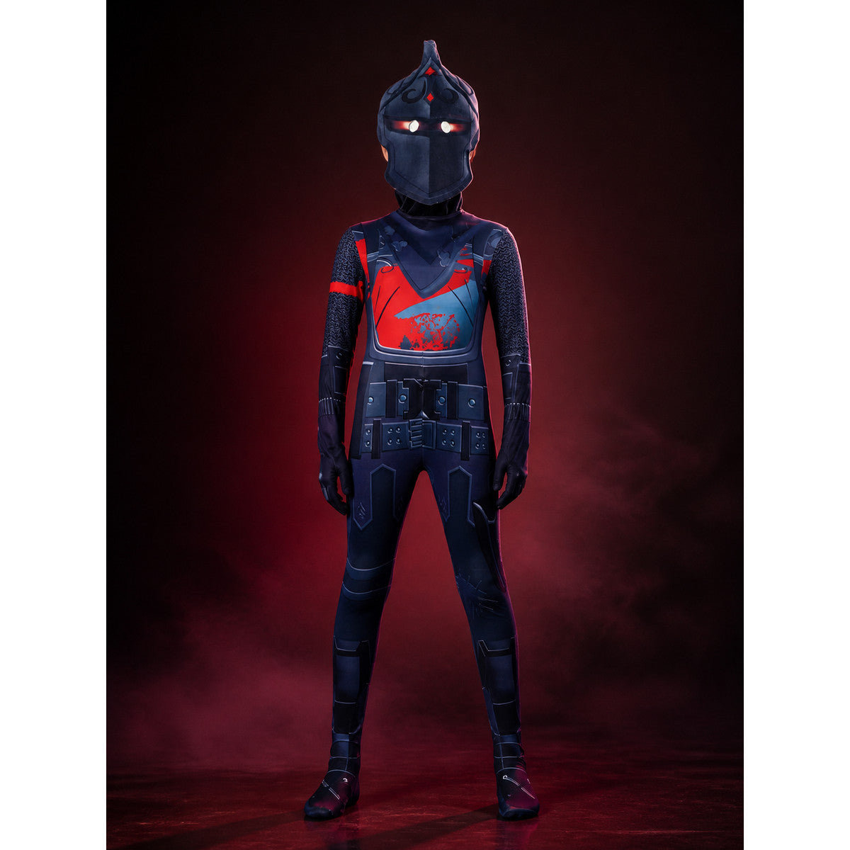 Armored Future Warrior Jumpsuit Costume with Red Eye Strip and Geometric Print main product view