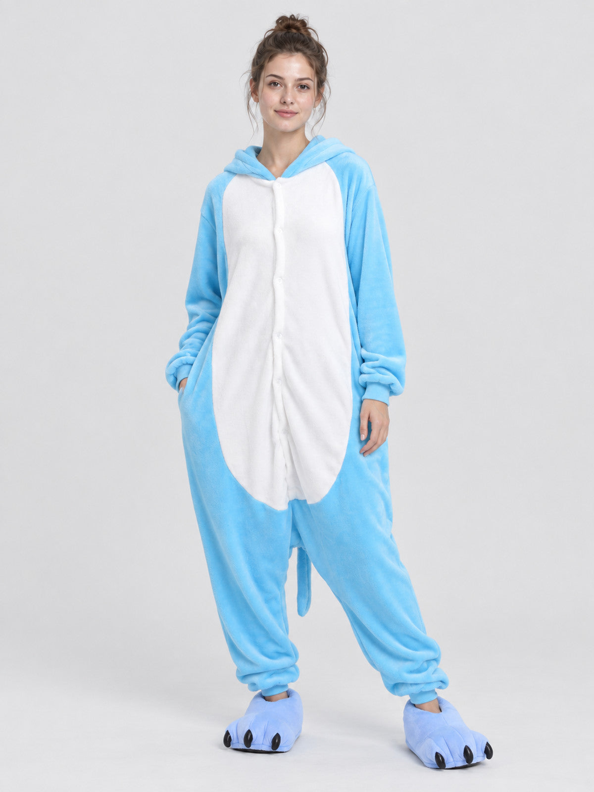 Hooded Pajama Jumpsuit with White Insert