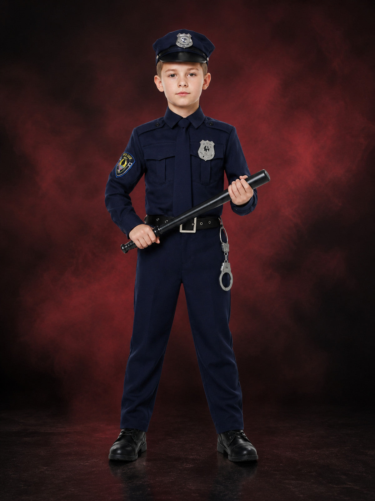 Women's Sexy Police Officer Costume Set - Navy Blue Uniform with Hat, Badge main product view